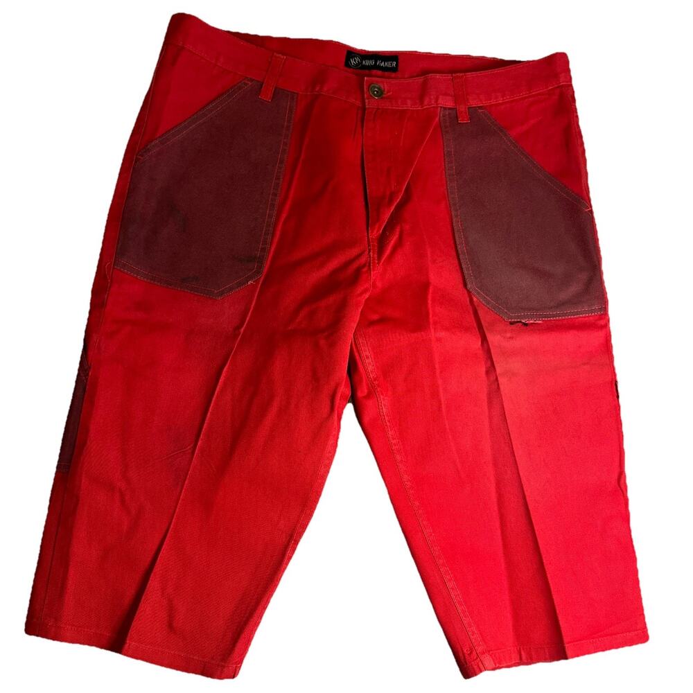 King Maker Men's Size 44 Shorts Red Denim Dark Red Pockets Y2K